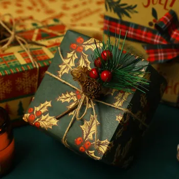 Рождественская подарочная Оберточная бумага Упаковка подарка на День Рождения Бумажный пакет Diy Bag Kraft Papers Украшение подарка на Новогоднюю вечеринку 50x70 см