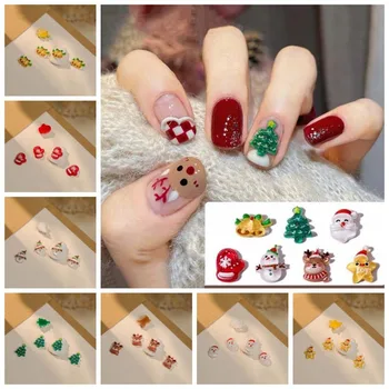 Рождественские стразы для ногтей в японском стиле, милые принадлежности для ногтей из смолы Санта-Клауса, изысканные Рождественские подвески для ногтей, украшения для ногтей.