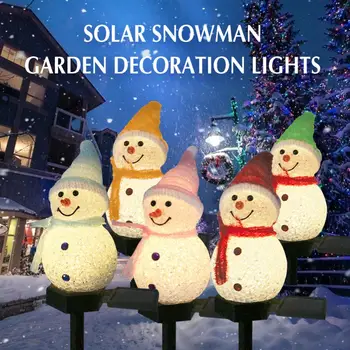 Рождественские фонари на лужайке, водонепроницаемые и долговечные, 6 цветов, наземные фонари, светодиодные наружные напольные светильники, снеговик на солнечной энергии Ip44