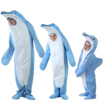 Роскошный детский школьный спектакль на Хэллоуин для взрослых и детей, костюм морского животного дельфина, костюм родителя-ребенка