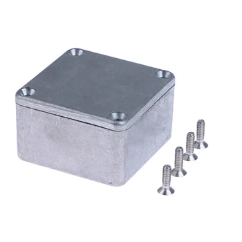 Серебристо-алюминиевый корпус, электронный конструктор Stompbox, изготовленный на заказ, 1590 фунтов 50*50* 3 мм