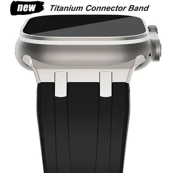 Силиконовый ремешок Титанового Цвета для Apple Watch Ultra 2 Band 49 мм 45 мм 41 мм 44 мм 42 мм Браслет для iWatch Серии Ultra 9 8 7 6 5 4