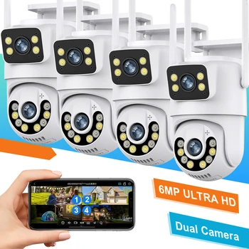 Системы камер видеонаблюдения WIFI UHD 6MP Комплекты Беспроводных камер с двумя объективами 8-Канальный Видеорегистратор С поддержкой безопасности 2-Полосный Аудио Жесткий диск объемом 2 ТБ
