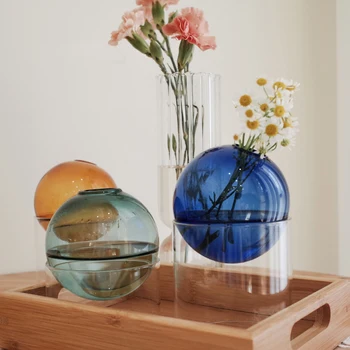 Скандинавское Красочное Простое Креативное Украшение столешницы Растением, Офисной Стеклянной вазой для цветов