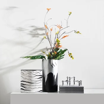 Современные серебряные цветочные украшения Керамическая ваза Украшение для дома гостиной клуба виллы ресторана отеля стола