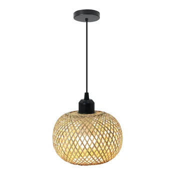 Современный домашний декор Ручной работы, плетеные подвесные светильники E27, большая бамбуковая люстра, ротанговый подвесной светильник, тканый