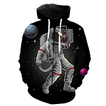 Толстовка с капюшоном на молнии с мультяшным астронавтом, 3D принт, мужские / женские повседневные модные толстовки, детские толстовки с длинными рукавами, одежда Унисекс Оверсайз