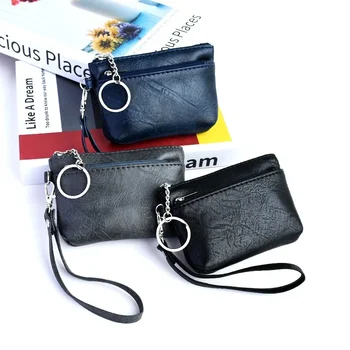 Трансграничный масляно-восковой мягкий женский мини-кошелек для монет с небольшой сумкой для ключей, портативная простая сумка для карт, сумка для монет