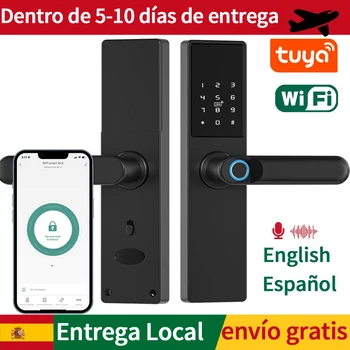 Умный дверной замок Tuya wifi, приложение для разблокировки цифрового замка, отпечаток пальца, RFID-карта, ключ, пульт дистанционного управления для дома, квартиры