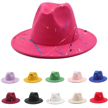 Фетровая шляпа новые мужские и женские джазовые шляпы с граффити, авторский дизайн шляп для активного отдыха, шопинга, уличных съемок
