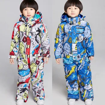 Цельный детский лыжный костюм, водонепроницаемые ветрозащитные лыжные куртки и брюки для активного отдыха, комбинезон, детский теплый комбинезон для сноуборда