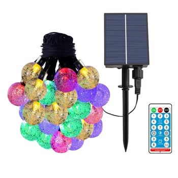 Цепочка солнечных ламп, 50 разноцветных хрустальных шаров, водонепроницаемость IP65 Для Рождества, украшений, фестивалей, садов
